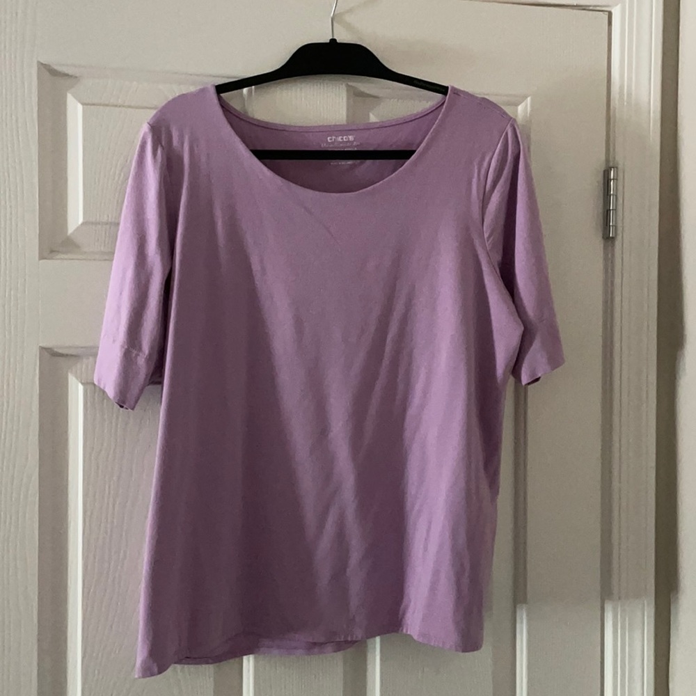 Chico’s Lilac Ballet Tee, Size 3